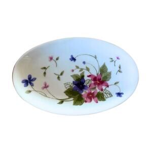 Vintage Gold Rimmed Floral Porcelain Pedestal Soap Dish